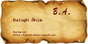 Balogh Áhim névjegykártya