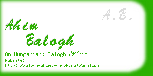 ahim balogh business card